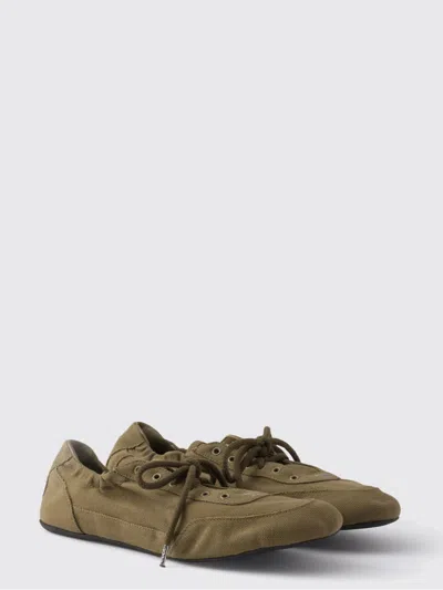 Prada Vintage-finished Canvas Sneakers For Women In Green