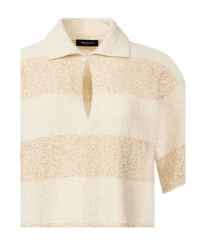 Fabiana Filippi Boxy Shirt In Striped Cotton Tweed With Sequins In Multi