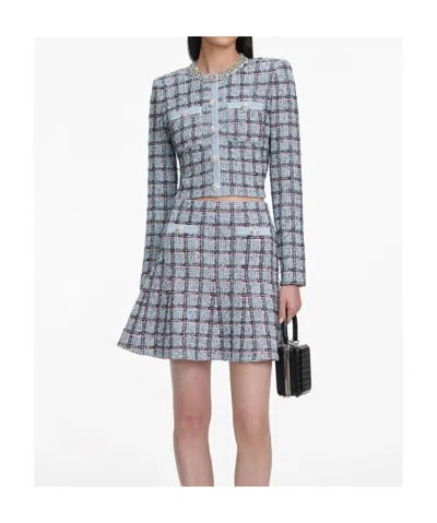 Self-portrait Checked Cropped Blazer In Multi