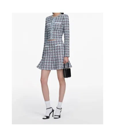 Self-portrait Checked Cropped Blazer In Multi