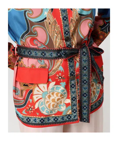 Etro Paisley Printed Belted Jacket In Multi