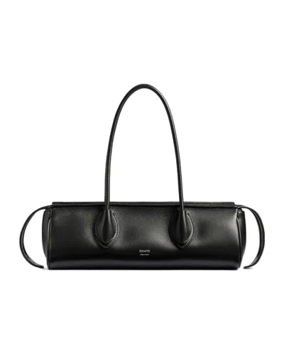 Khaite Donna Tubular Leather Shoulder Bag In Black