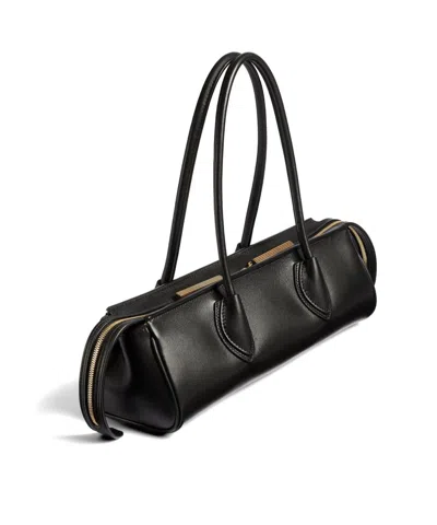 Khaite Donna Tubular Leather Shoulder Bag In Black