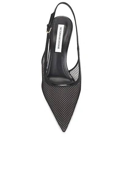 Victoria Beckham Victoria Leather-trimmed Mesh Slingback Pumps In Black