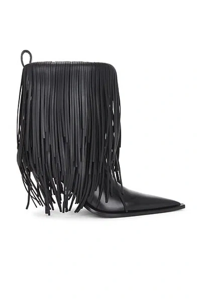 Balenciaga Avenue Fringe Ankle Boots Pointed Toe Pull Tab In Black