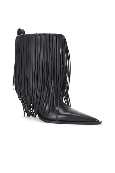 Balenciaga Avenue Fringe Ankle Boots Pointed Toe Pull Tab In Black