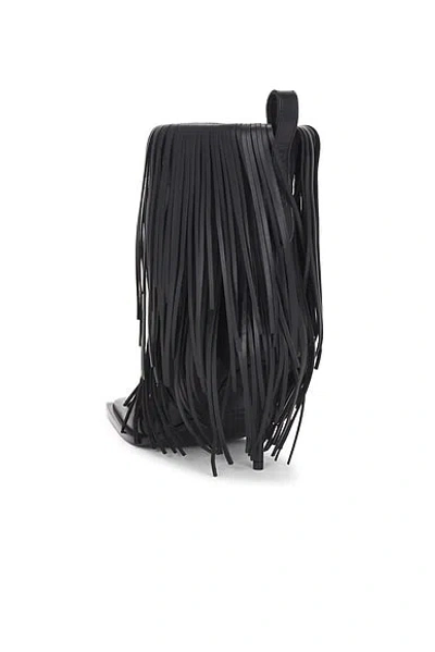 Balenciaga Avenue Fringe Ankle Boots Pointed Toe Pull Tab In Black