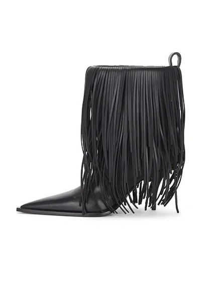 Balenciaga Avenue Fringe Ankle Boots Pointed Toe Pull Tab In Black