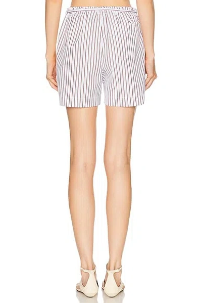 Loulou De Saison Relaxed Fit Shorts With Vertical Brown Stripes