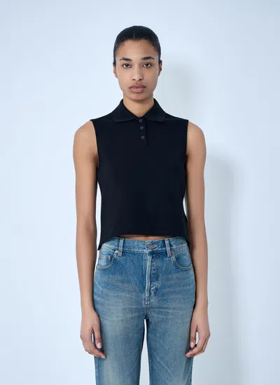 Saint Laurent Cassandre Polo Shirt In Cotton Piqu In Black