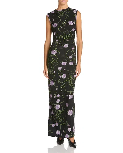 Stella Mccartney Twisted Floral Mesh Body-con Midi Dress In Black