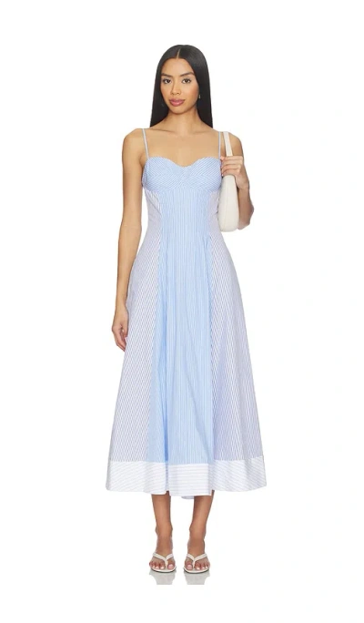 Simkhai Chamberlain Cotton Midi Dress Periwinkle Multi Stripe In Blue
