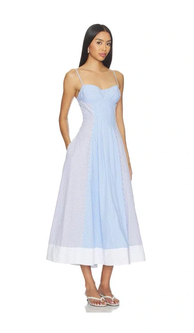 Simkhai Chamberlain Cotton Midi Dress Periwinkle Multi Stripe In Blue