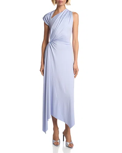 Victoria Beckham Sleeveless Twisted Asymmetric Midi Dress In Blue