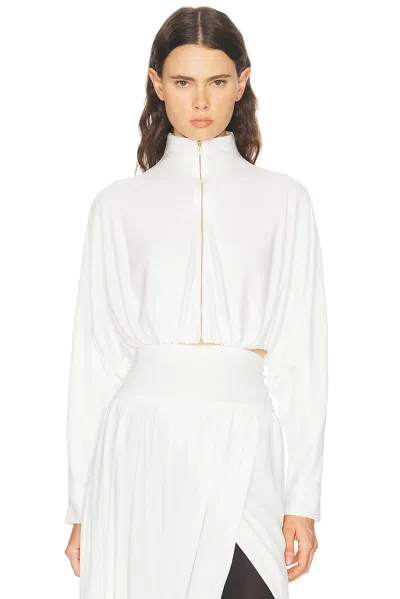 Alaïa Viscose Blend Jacket Draped Design Neckline In White
