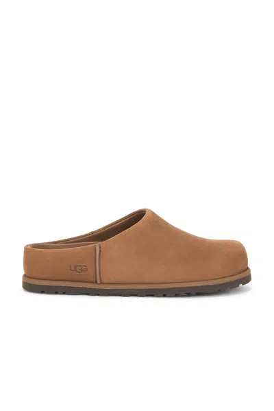 Ugg Suede Slip-on Clogs With Rounded Toe In Brown