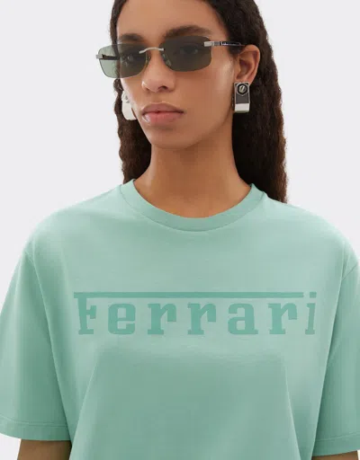 Ferrari Cotton T-shirt With  Logo In Brown