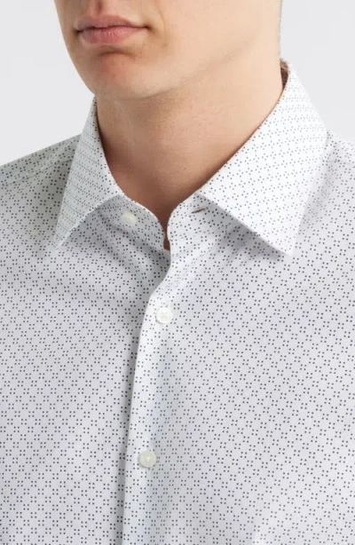 Hugo Boss Boss Hank Kent Slim Fit Stretch Cotton Dresss Shirt In White