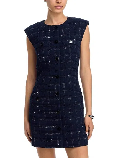 Veronica Beard Tamara Button-front Tailored Mini Dress In Blue