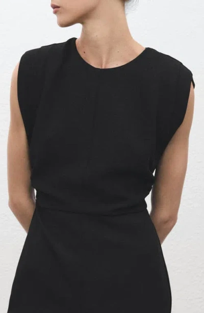 Mango Ruched Long Jumpsuit In Black
