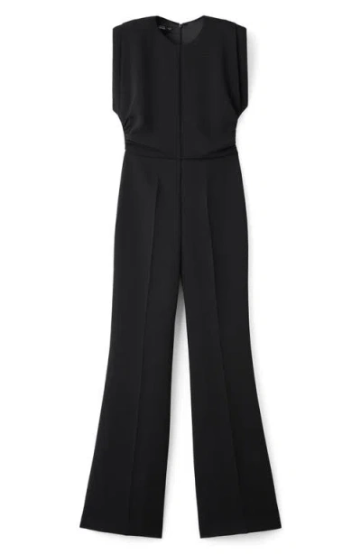 Mango Ruched Long Jumpsuit In Black