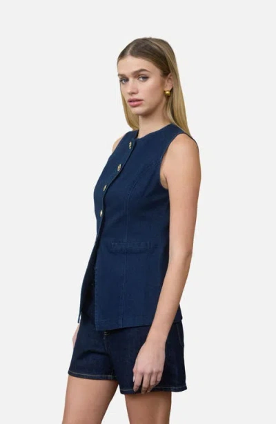 Blu Pepper Button Up Vest In Blue