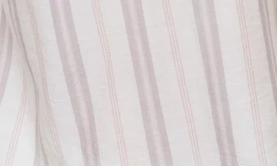 Blu Pepper Stripe Split Neck Top In Neutral