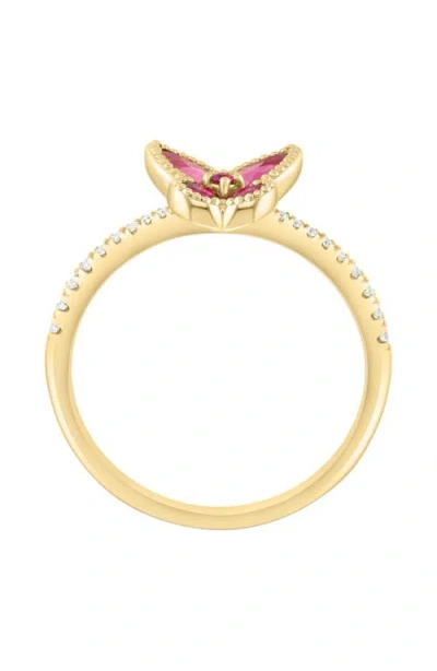 Effy Diamond & Ruby Butterfly Ring In Gold