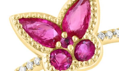 Effy Diamond & Ruby Butterfly Ring In Gold