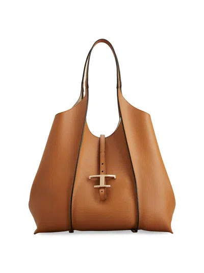 Tod's Medium T Timeless Leather Tote Bag In Buff
