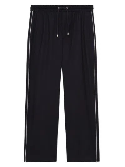 Loewe Wool-blend Drawstring Trousers In Blue