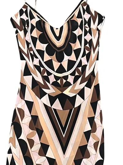 Pucci Geometric-pattern Dress In Neutral