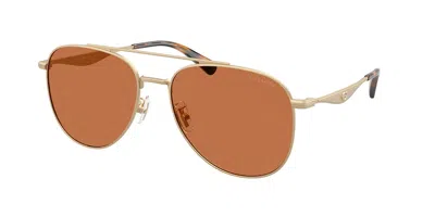 Coach C Hardware Metal Pilot Sunglasses In Brown