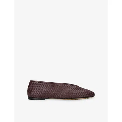 Bottega Veneta Women Rosa Flat Leather Ballerinas With Intrecciato Motif In Brown