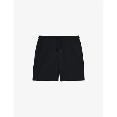 Reiss Mens Black Barber Drawstring-waist Regular-fit Stretch-jersey Shorts Xs
