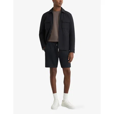 Reiss Mens Black Barber Drawstring-waist Regular-fit Stretch-jersey Shorts Xs