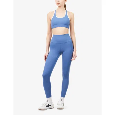 Varley Womens Bijou Blue Freesoft Selma Scoop-neck Sports Bra In Brown