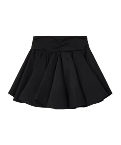 Allsaints Womens Black Tulip Gathered-waist Stretch-woven Mini Skirt