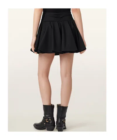 Allsaints Womens Black Tulip Gathered-waist Stretch-woven Mini Skirt