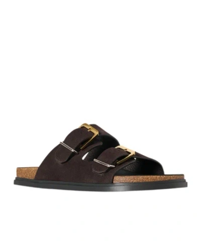The Row Buckle Slide Sandals In Brown