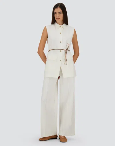 Herno Natural Rome Stitch Cotton Blend Jersey Belted Vest In White