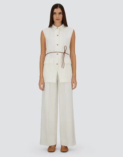 Herno Natural Rome Stitch Cotton Blend Jersey Belted Vest In White