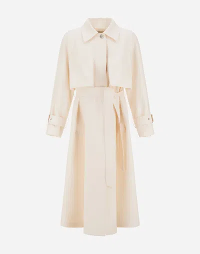 Herno Long Raincoat Belted Waist Buttoned Cuffs Collar In White