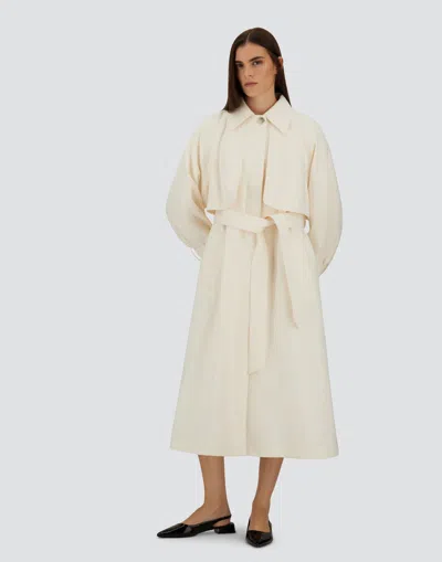 Herno Long Raincoat Belted Waist Buttoned Cuffs Collar In White
