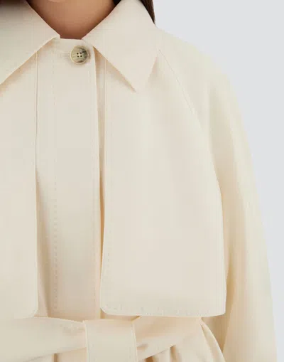 Herno Long Raincoat Belted Waist Buttoned Cuffs Collar In White