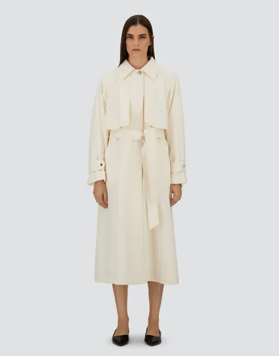 Herno Long Raincoat Belted Waist Buttoned Cuffs Collar In White
