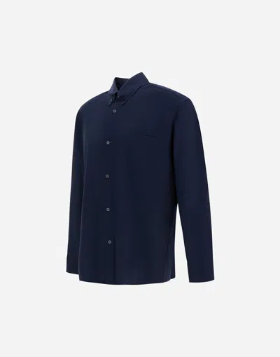 Herno Button-up Long-sleeved Shirt In Blue