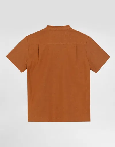 Dolce & Gabbana Cotton And Linen Canvas Shirt In Brown