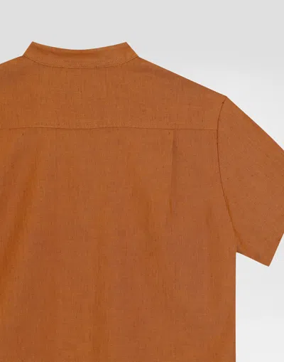Dolce & Gabbana Cotton And Linen Canvas Shirt In Brown