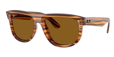 Ray Ban Wayfarer Reverse Sonnenbrillen Havana Gestreift Fassung Braun Glas Polarisiert 53-20 In Striped Havana